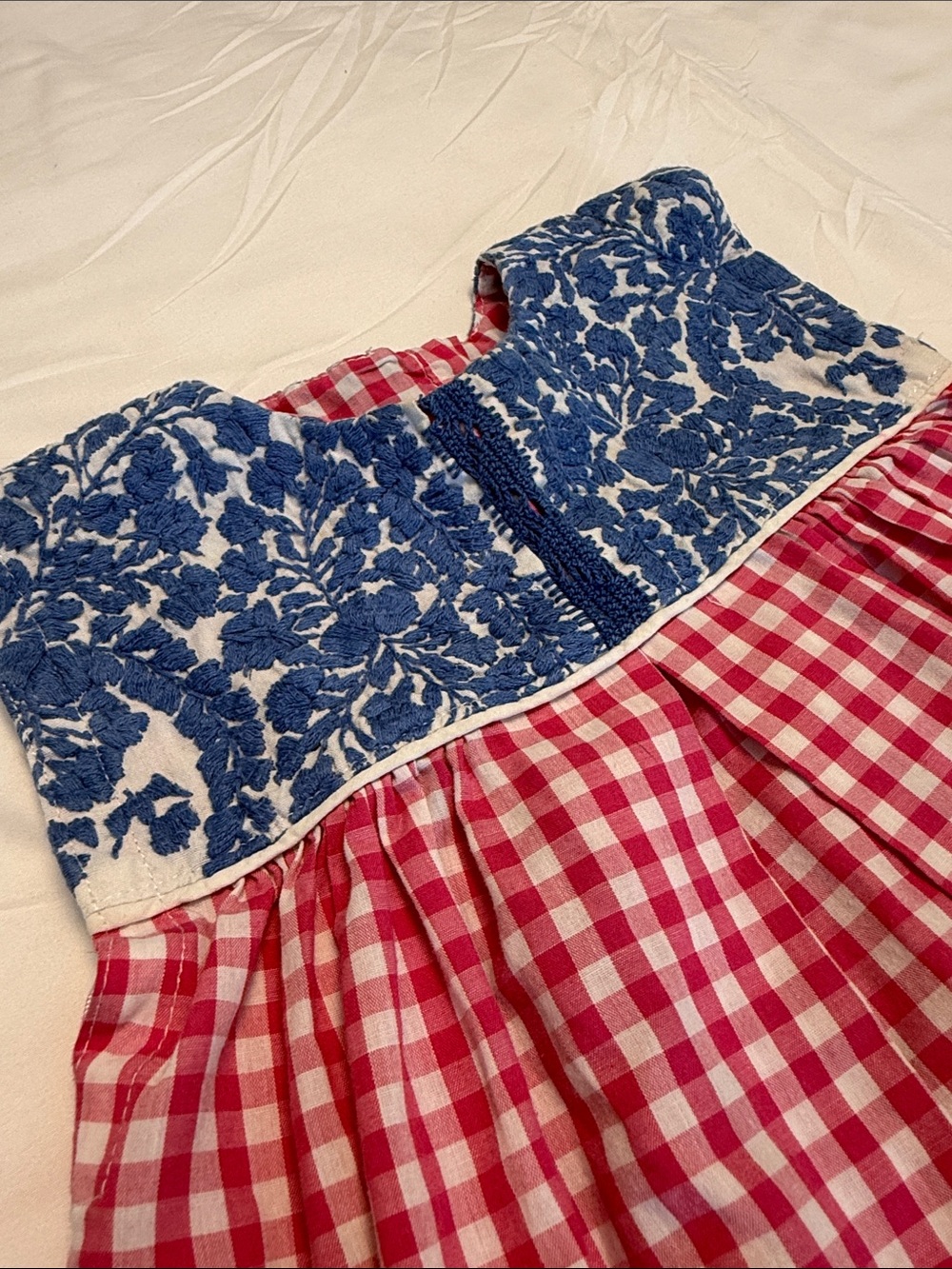 MI GOLONDRINA Hand Embroidered Gingham Dress - 2